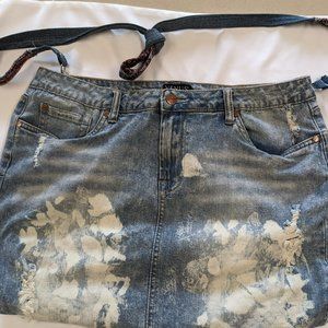 DIstressed Denim Messenger Bag